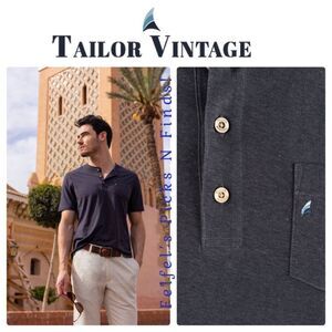 Tailor Vintage | Men's Hemp Cotton Henley Shirt‎ - Phantom, Size XL